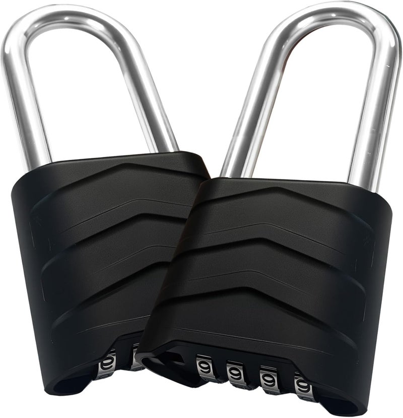 SEPOX 2PCS Large Combination Padlock, 2-5/8" Extra Long Shackle, Outdoor Combo Lock 2.2" 55mm Aluminum Body, Weatherproof, Ressetable 4Digital, Uncuttable Shackle, for Home, School, Gate, Garden - Image 1